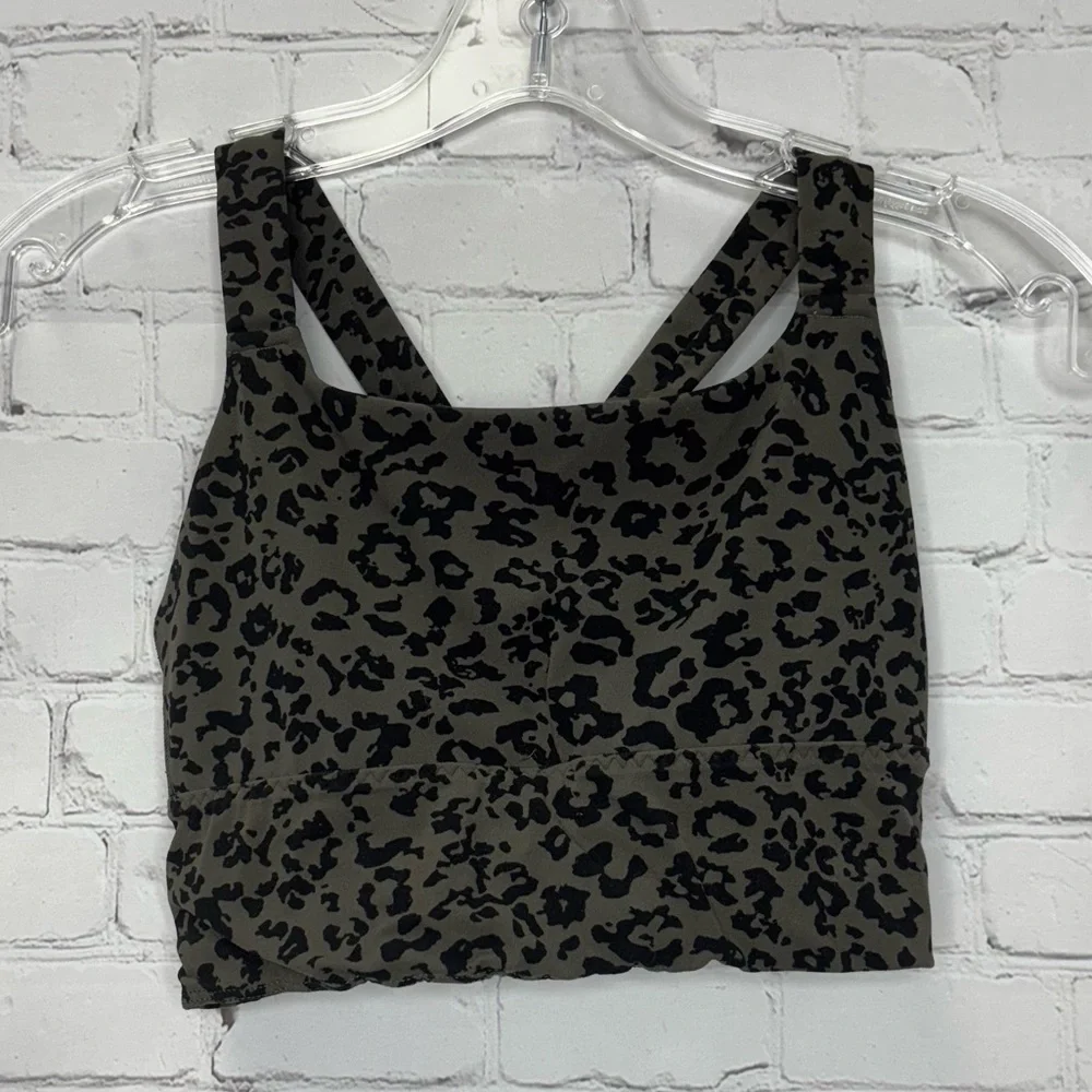 Athleta WARRIOR LONGLINE PRINTED BRA Leopard - Picture 1 of 5